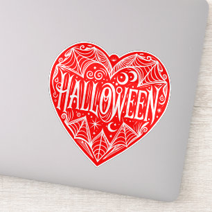 Pegatina Corazón de Halloween, forma de corazón rojo, festi