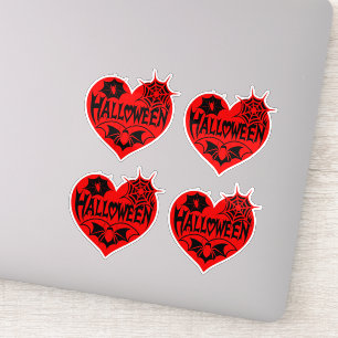 Pegatina Corazón de Halloween, forma de corazón rojo, telar