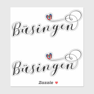 Pegatina Corazón de la bandera de Büsingen, Büsingen am Hoc