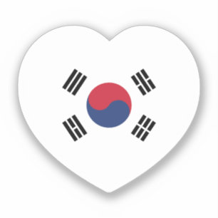 Pegatina Corazón de la bandera de Corea del Sur