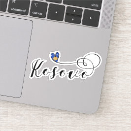 Pegatina Corazón de la bandera de Kosovo, amo Kosovo, Kosov