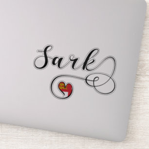 Pegatina Corazón de la bandera de Sark, Islas del Canal