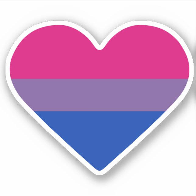 Pegatina Corazón de la Bandera del Orgullo Bisexual (Anverso)