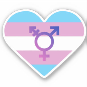 Pegatina Corazón de la Bandera del Orgullo Trans