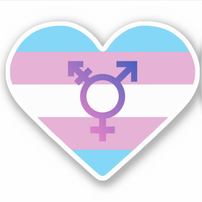 Pegatina Corazón de la Bandera del Orgullo Trans (Anverso)