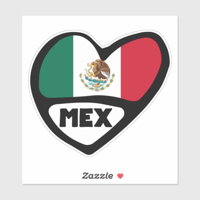 Pegatina Corazón de la bandera del país de México, MEX (Hoja)