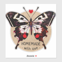 Pegatina Corazón de Mariposa Cute Vintage Casero Con Amor
