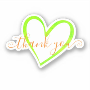 Pegatina Corazón de nombre de agradecimiento de caligrafía 