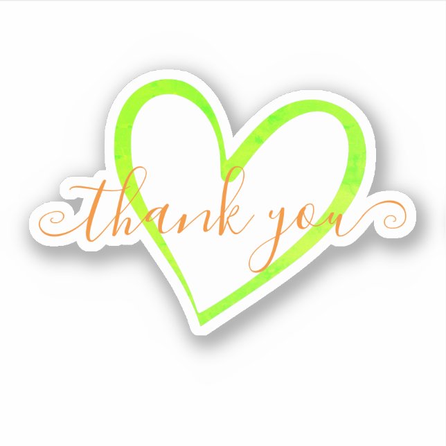 Pegatina Corazón de nombre de agradecimiento de caligrafía  (Anverso)