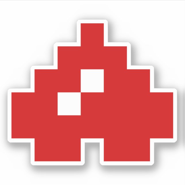 Pegatina Corazón de píxeles al revés de 8 bits (Anverso)