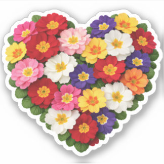 Pegatina Corazón de prímula flor de nacimiento de febrero