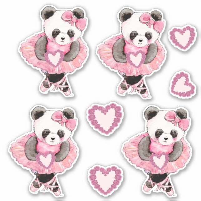 Pegatina Corazón de San Valentín de Panda de baile lindo (Anverso)