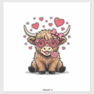 Pegatina Corazón de San Valentín de Vaca de las Tierras Alt