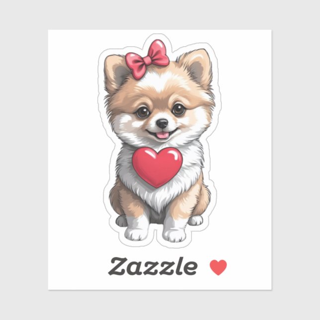 Pegatina Corazón de San Valentín pomerano 3 x 3 (Hoja)