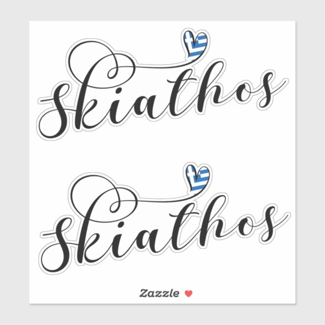 Pegatina Corazón de Skiathios con bandera griega (Hoja)