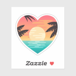 Pegatina corazón de sol de playa