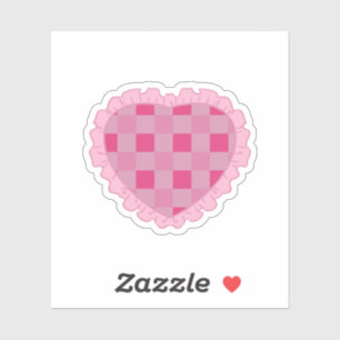 Pegatina Corazón de tablero de ajedrez rosa estético