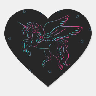 Pegatina Corazón de Unicornio Negro