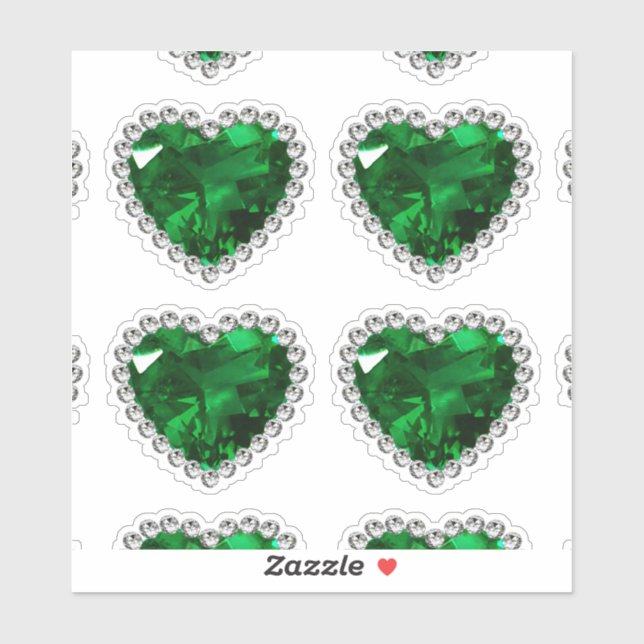 Pegatina Corazón del aniversario del Diamante Verde Esmeral (Hoja)