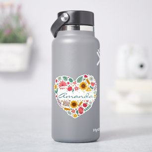 Pegatina Corazón Floral Personalizado con Nombre Botánico P