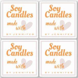 Pegatina Corazón gris claro naranja hecho con velas de soja