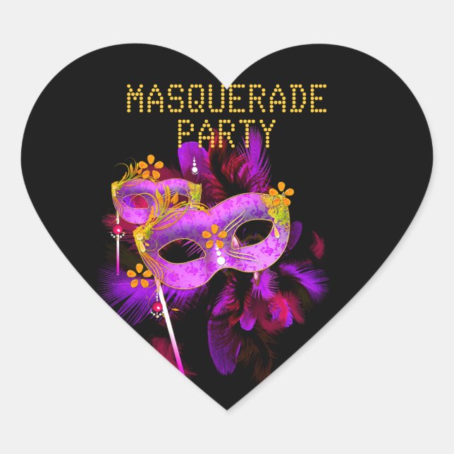 Pegatina Corazón MASQUERADE Rosa Oro (Anverso)