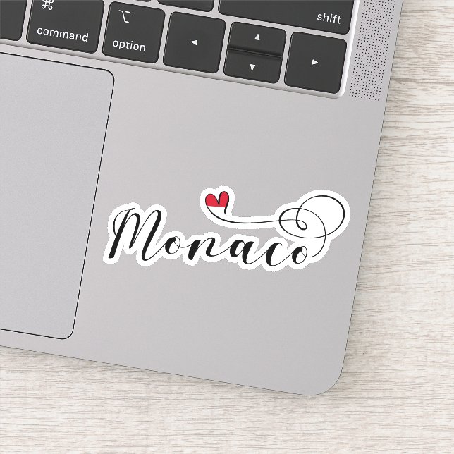 Pegatina Corazón Mónaco, Bandera de Mónaco, Amo Mónaco (Detalle)