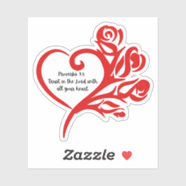 Pegatina Corazón rojo envuelto en Rosas versus proverbios 3