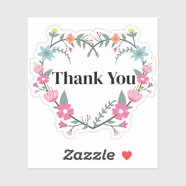 Pegatina Corazón rosa floral (Hoja)