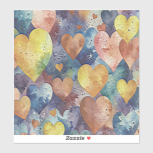 Pegatina corazones amarillos rosas azul naranja