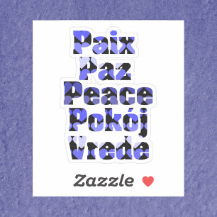 Pegatina Corazones Azules de la Paz en Muchos Idiomas