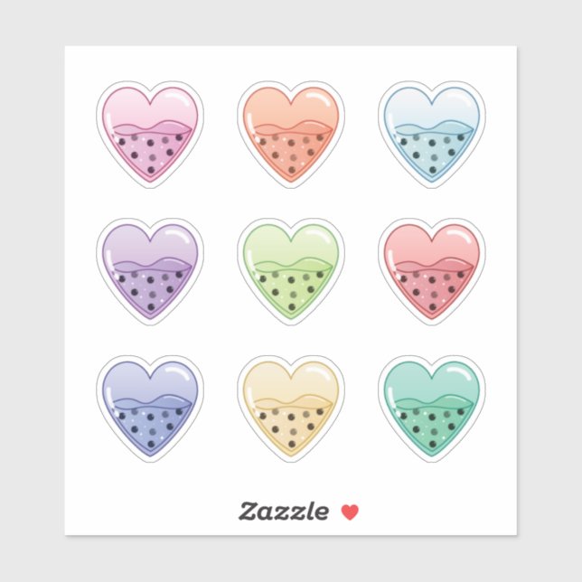 Pegatina Corazones Boba (Hoja)