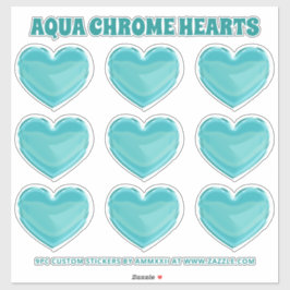 Pegatina Corazones cromadas Aqua