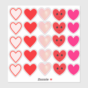 Pegatina Corazones de Amor Rosados y Rojos Hermosos