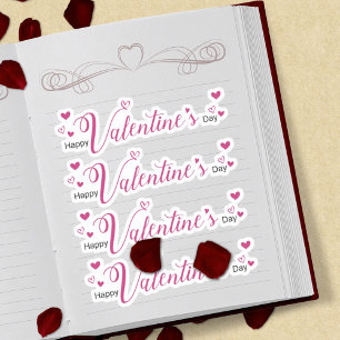 Pegatina Corazones de escritura rosada Día de San Valentín 