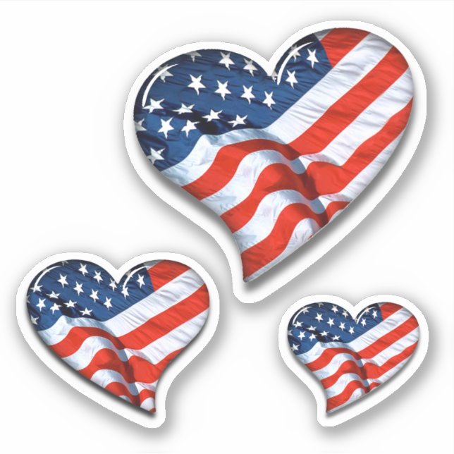 Pegatina Corazones de la bandera estadounidense (Anverso)