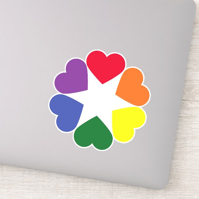 Pegatina corazones de orgullo LGBT (Detalle)
