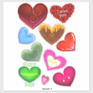 Pegatina Corazones Feliz Día de San Valentín Stickers Color