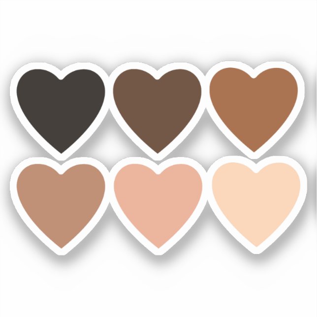 Pegatina Corazones Skintone anti-racismo (Anverso)