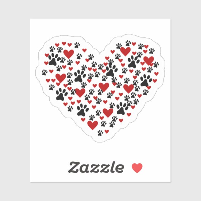 Pegatina Corazones y Huellas de Pata (Hoja)