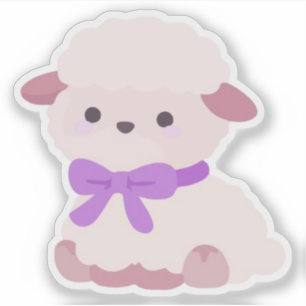 Pegatina Corderito esponjoso Kawaii con adhesivo de lazo mo