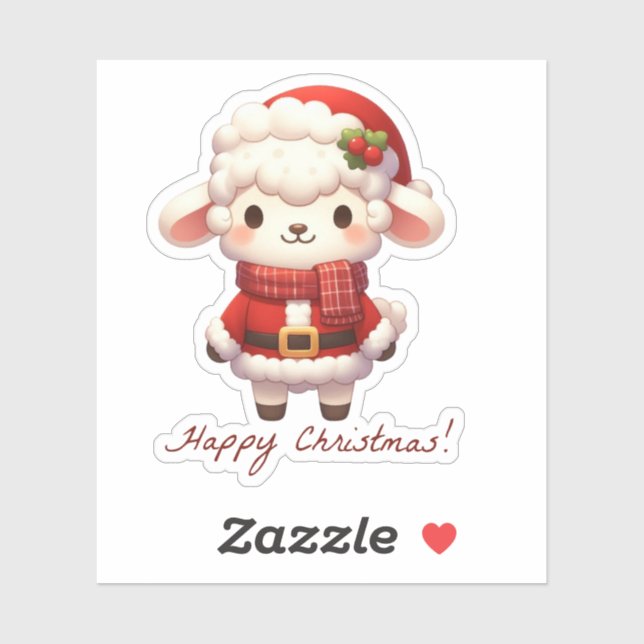 Pegatina cordero de la cláusula santa, cordero gracioso (Hoja)