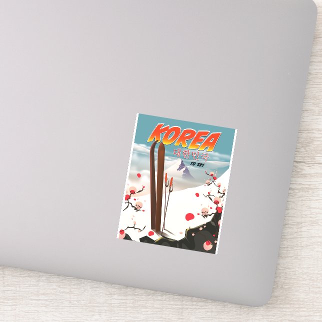 Pegatina Corea al esquí (Detalle)
