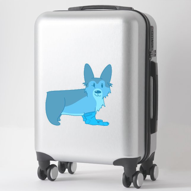 Pegatina Corgi Azul Cuto En Calcetines (Maleta)