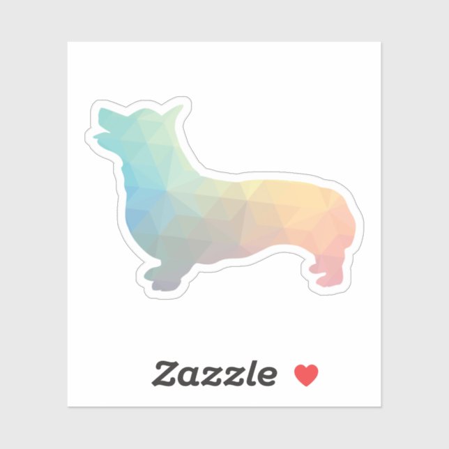 Pegatina Corgi Dog Patrón geométrico Silhouette Pastel (Hoja)