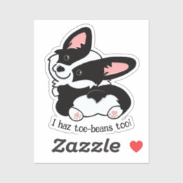 Pegatina Corgi lindo con judías de pie