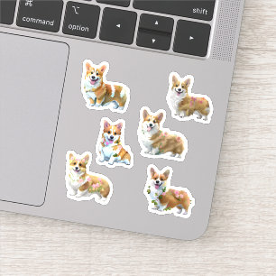 Pegatina Corgi naranja lindo para un estado de ánimo positi