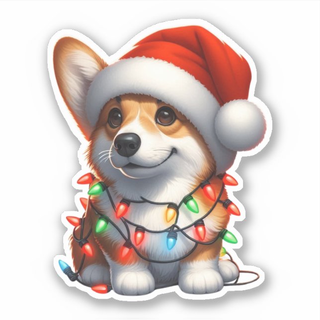Pegatina Corgi Navidades de Cute (Anverso)
