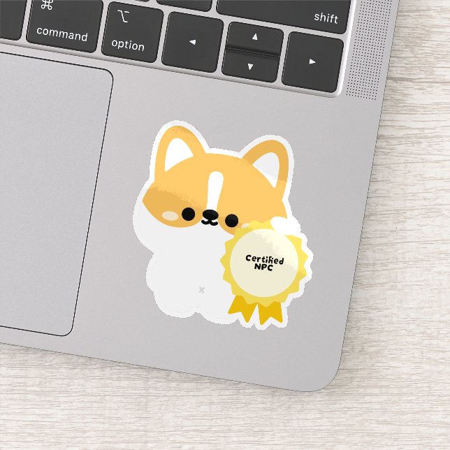 Pegatina Corgi NPC Certificado (Detalle)
