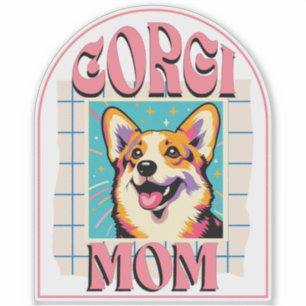 Pegatina Corgi Perro Mamá Arte Pop